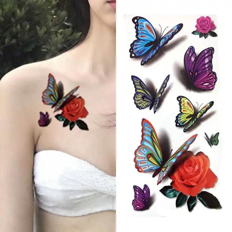

Водная переводная темно-розовая хна кружево, цветок, роза, временная татуировка, стикер, узор бабочки, боди-арт, водостойкая поддельная флеш-...
