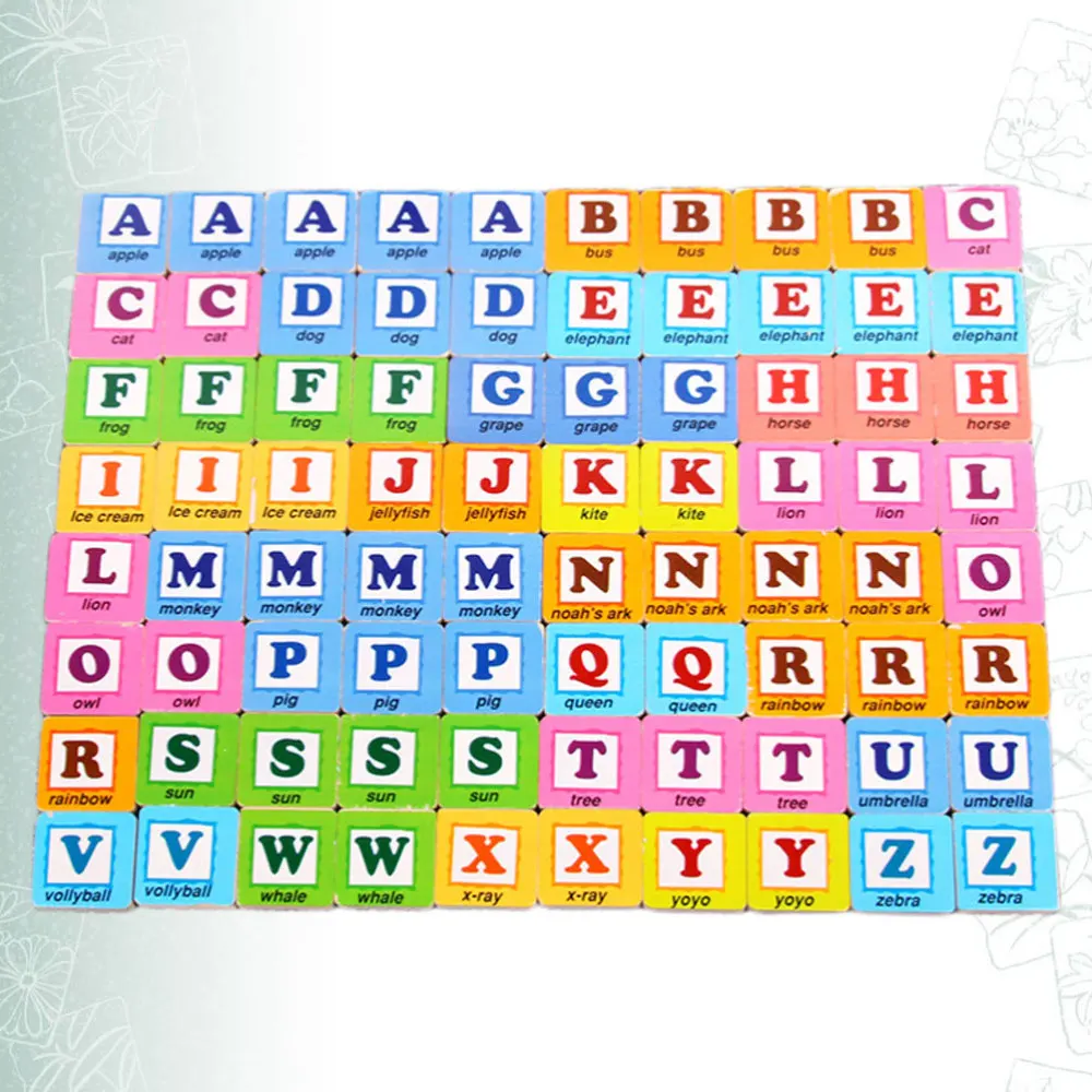

80PCS 26 Letters Cognitive Wood Pieces Kids Words Learning Letters Blocks Educational Learning