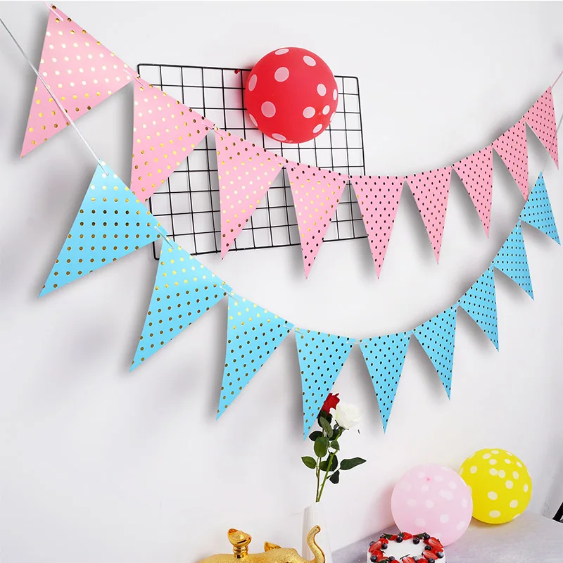 3 метра 10 флаг розовый синий бумажная доска в горошек бронзирующий баннер с