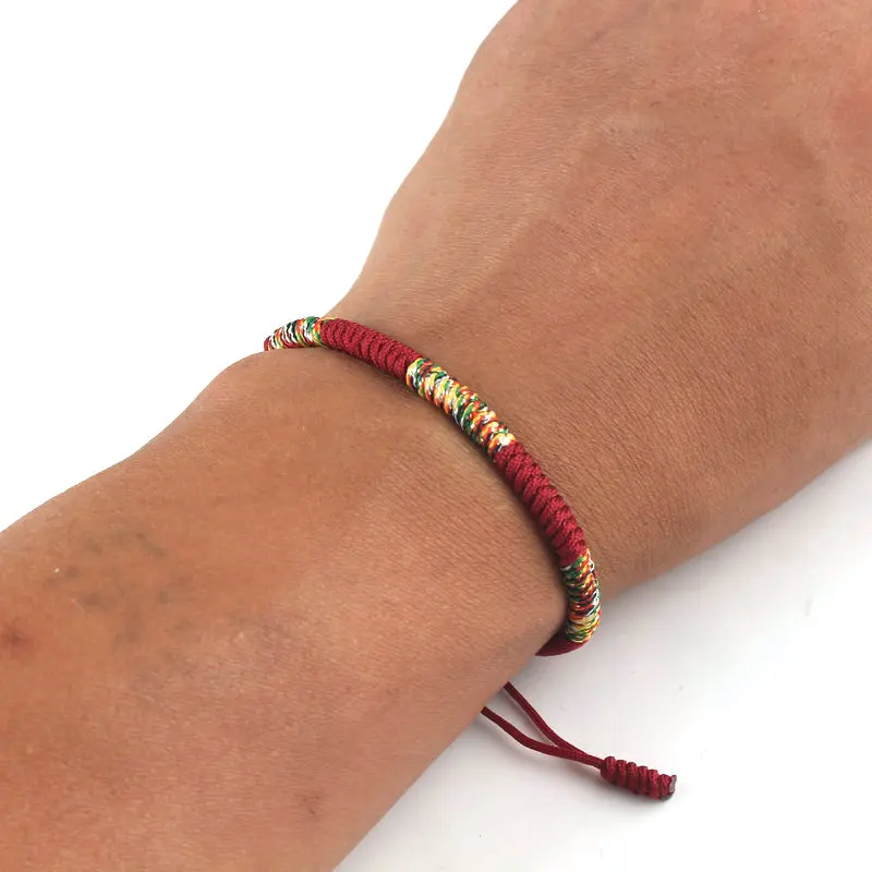 Браслет на удачу ручной работы тибетский буддизм красочная нить плетеная
