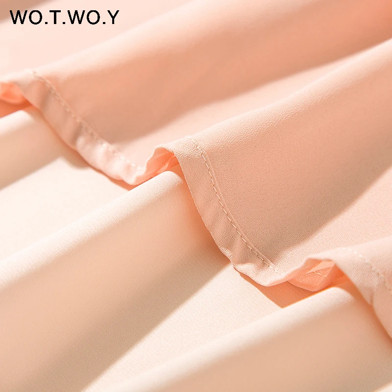Женская шелковая юбка с высокой талией WOTWOY элегантная Однотонная до середины