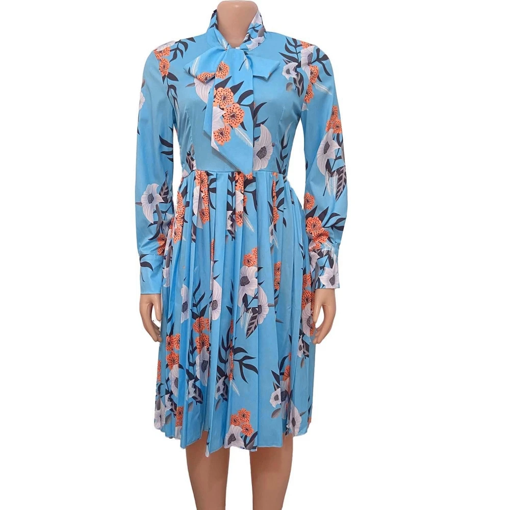 

African Dresses For Women 2021 African Clothes Africa Dress Print Dashiki Ladies Clothing Ankara Africa Women Pleated Dress