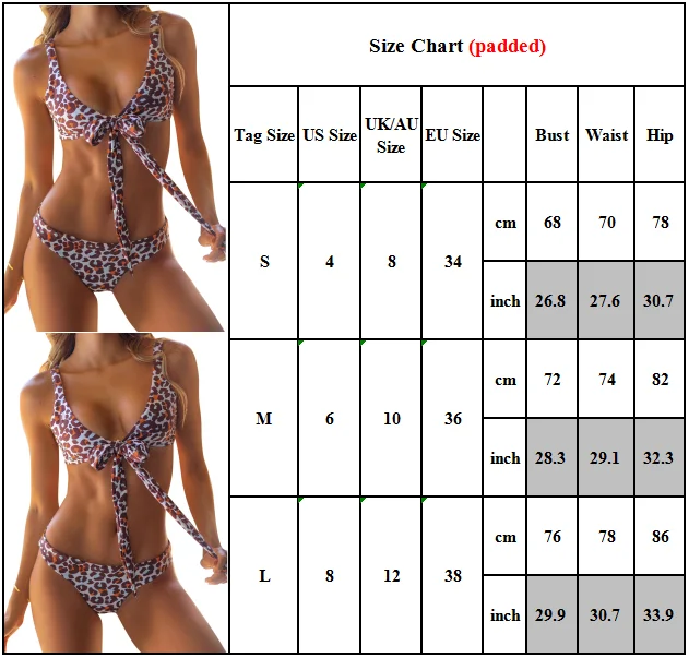 

Womens Ladies Sexy Bandage Leopard Print Bikini Sets Swimsuit Beach Swimwear AU