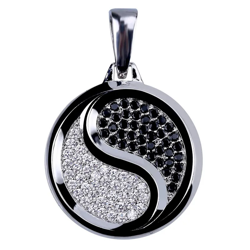 Счастливый сынок в стиле хип-хоп Bling CZ проложить Инь-Ба-гуа тайцзи кулон Цепочки и