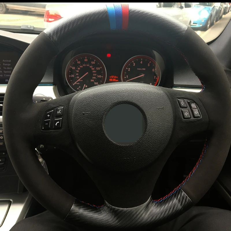 DKCEIS DIY черного цвета из натуральной кожи Мягкие Замшевые чехол рулевого колеса