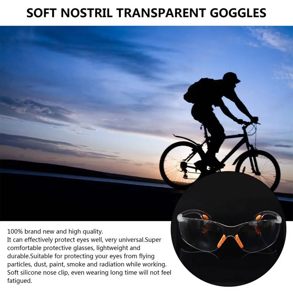 

Outdoor Safety Eye Protective Goggles Sand Prevention Soft Silicone Nose Clip Anti-Dust Labor Insurance Glasses Unisex