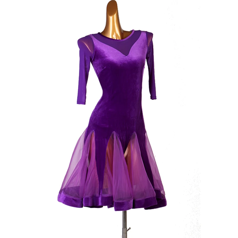 Latin Competition Dance Skirt Women 2021 New Purple Standard Dancing Dress Adult Rumba Samba | Тематическая одежда и
