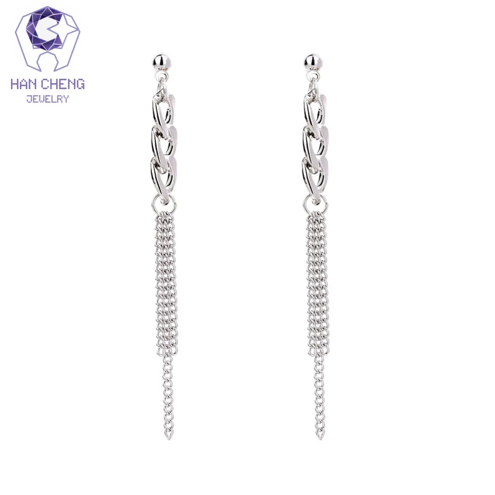 HanCheng New Fashion Charm Chain Tassel Golden Plated Dangle Hanging Long Drop Earrings For Women Jewelry Brincos Bijoux | Украшения и