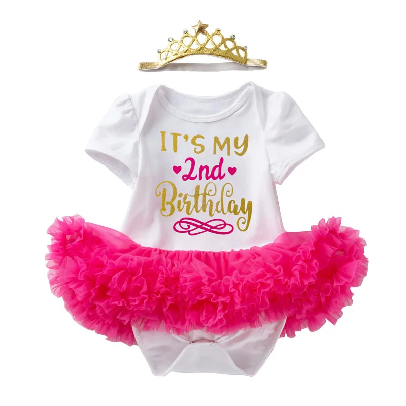 Платье для маленьких девочек 1st 2nd лет платье первого дня рождения с буквенным