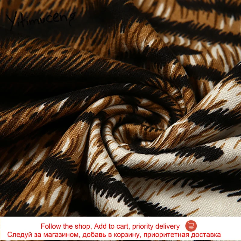 

Yitimuceng Vintage Leopard Dresses Women Long Sleeve Mid-Calf O-neck Pencil Dress Spring 2021 Fashion Streetwear Pullover New