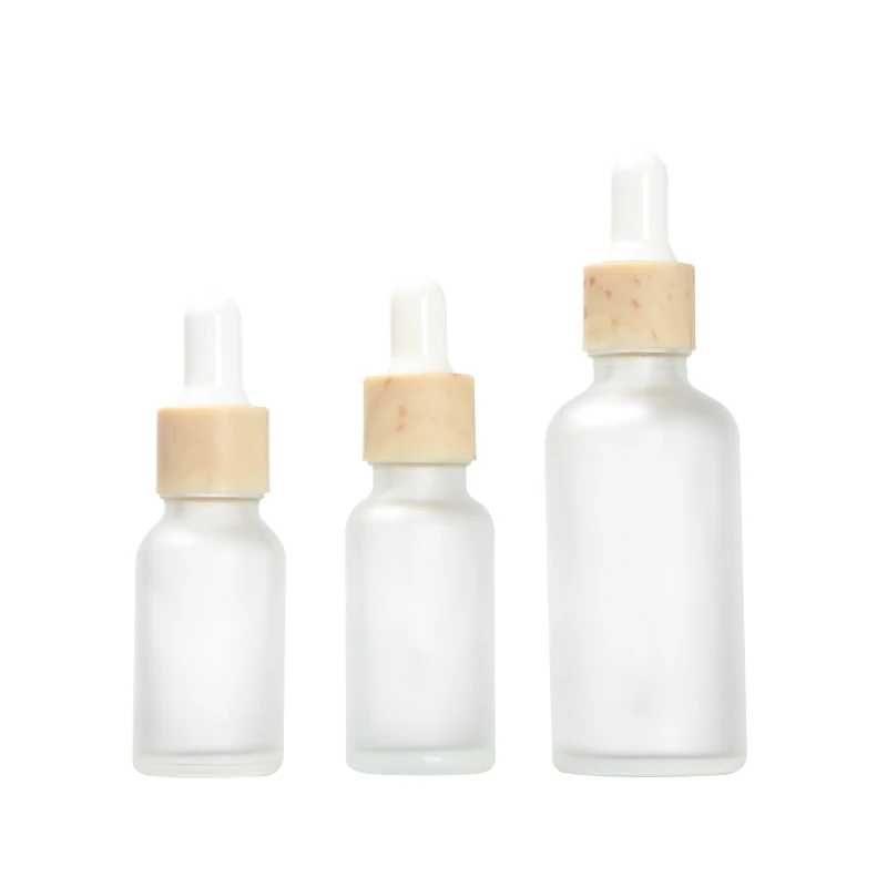 

20ml frosted glass bottle wooden shape dropper lid for oil/essence/serum/liquid/skin care dropper bottle skin care packing