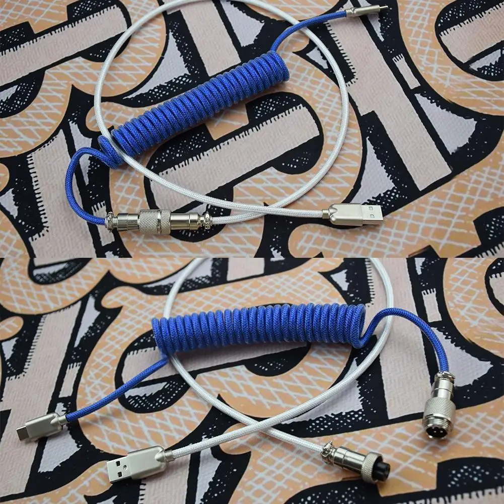 

1pc Mechanical Keyboard Link Cable Type-c To Usb Nylon Coiled Cable O3v4