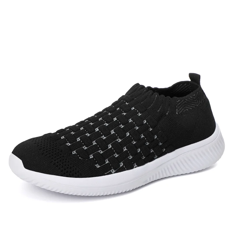 

Knitted Socks Women's Shoes Spring 2021 Women's Flat Bottom Breathable Mesh Cover Foot Casual Sports Shoes Elastic Mid-top Shoes