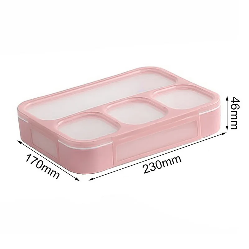 1000 мл Ланч-бокс контейнер для продуктов 3/4-отсеки герметичный Bento box пластиковый Microwavable ящик для хранения продуктов с крышкой - Цвет: 4-Compartment Pink
