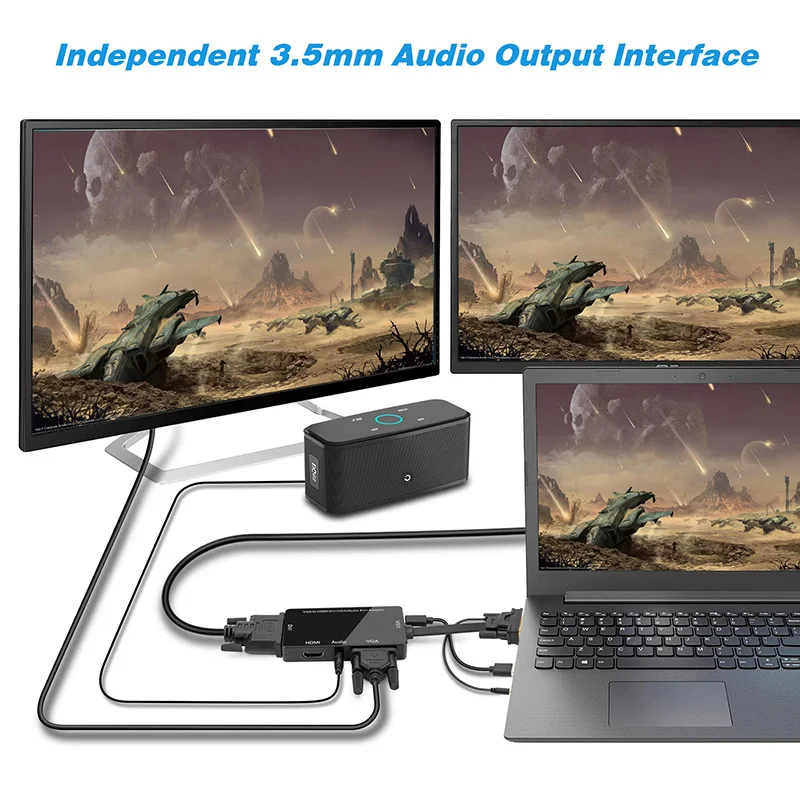 4 в 1 VGA HDMI DVI переходник аудио Выход конвертер для настольных ПК xk88| |