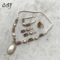 csj big stone zultanite jewelry sets gemstone color change freshwater pearl shell for women wedding engagment party gift box
