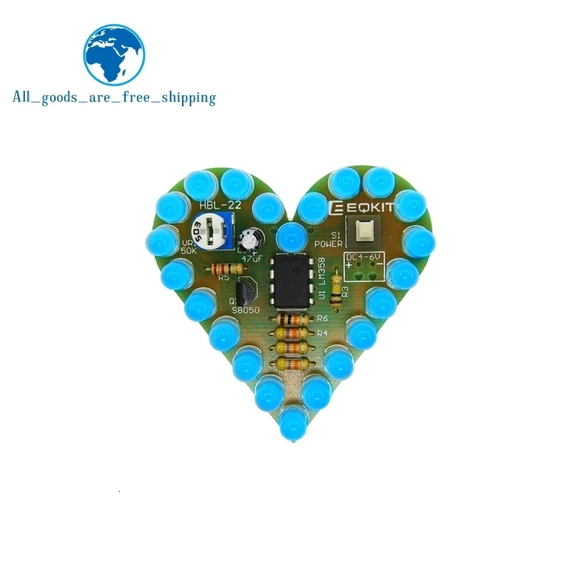DIY Kit сердце Форма охлаждающаяся Лампа Комплект DC 4 V-6 V Дыхание светодиодный люкс Красный белого и синего цвета зеленый Сделай Сам электронный производство для обучения