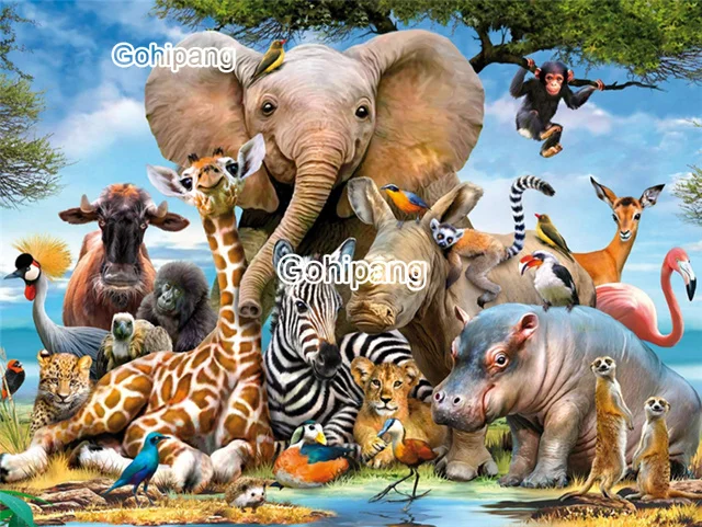 

Diamond Embroidery Animals Party Elephants Giraffes Full Drill 5D DIY Cross Stitch Rhinestones Square or Round Diamond Wall Deco