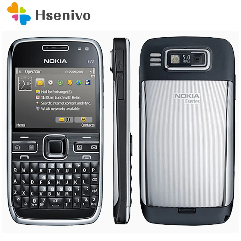 nokia e72 refurbished original nokia e72 mobile phone 3g wifi gps 5mp black unlocked e series one year warranty free global shipping
