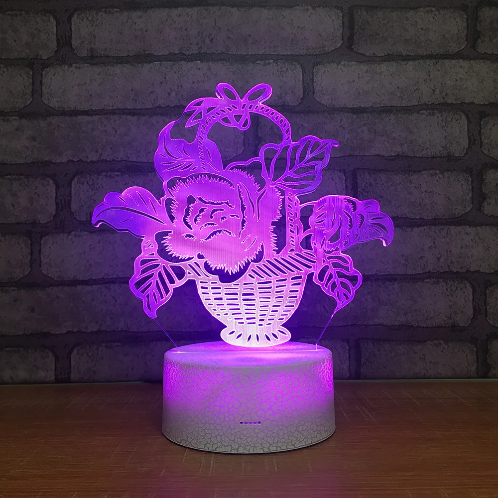 

Flower Basket LED RGB Night Light 7 Color Change Desk Light Action Figure PVC Kids Toys Brinquedos Christmas Gift