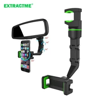extractme car rearview mirror phone holder universal clip rotate 360 for gps 4 0 6 1 inch phone mount holder tablet holder