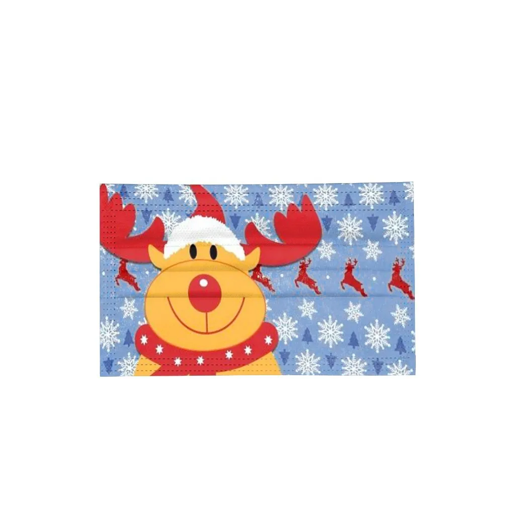 

100 Pcs XMas Print Disposable Face Masks Adult Drawings Christmas Mascarillas Desechables Adultos Con Dibujos Covers For Mask