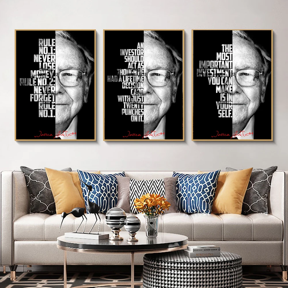 C308 знаменитый Уоррен Баффетт движение успех цитаты подарок Картина на холсте