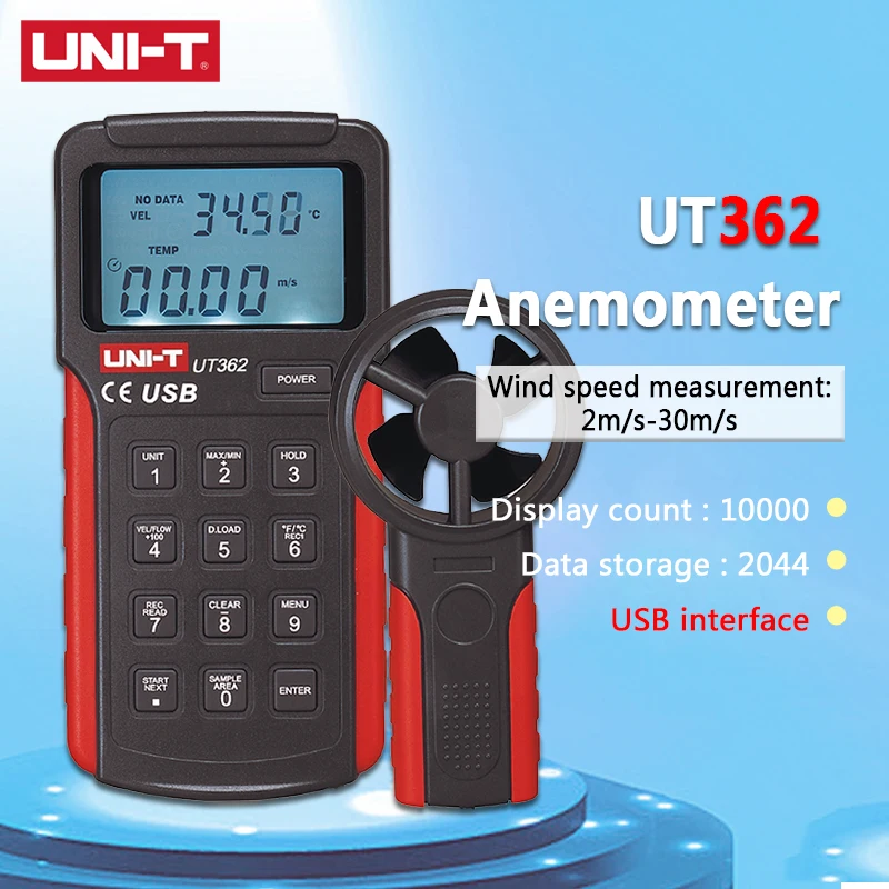 UNI T блок UT361/UT362 Анемометр цифровой ветер Скорость Счетчик тахометра анемоскоп