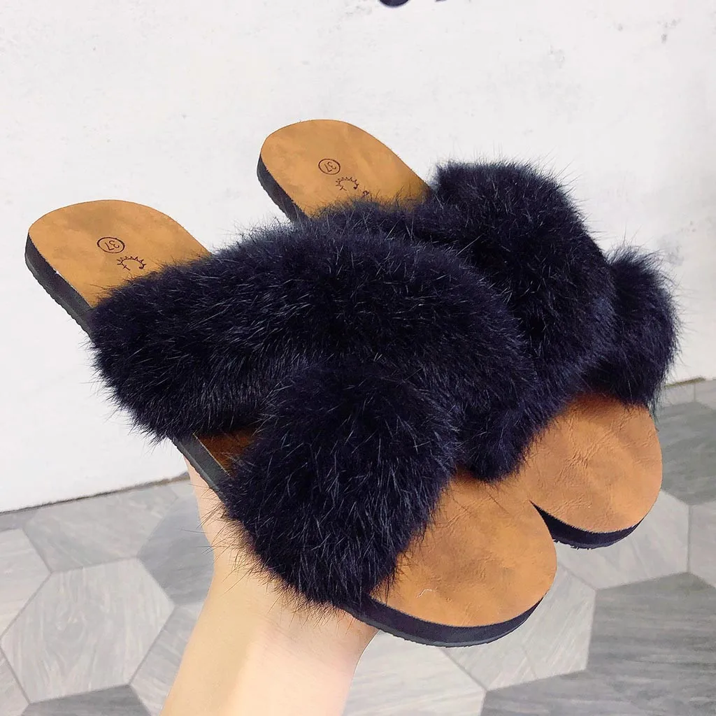 

2020 Ladies Home slippers women indoor slippers spring summer autumn winter cross fur slippers shoes woman house slippers