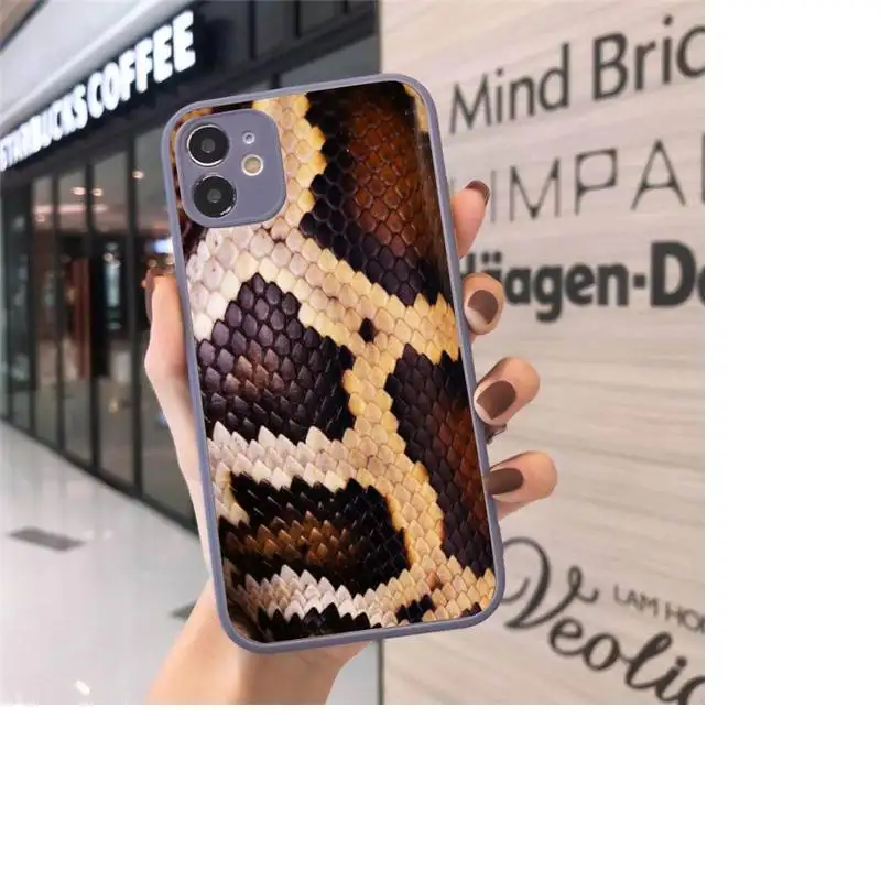 

fashion Colorful Gold Snake Skin Phone Case Matte Transparent for iPhone 7 8 11 12 s mini pro X XS XR MAX Plus cover funda