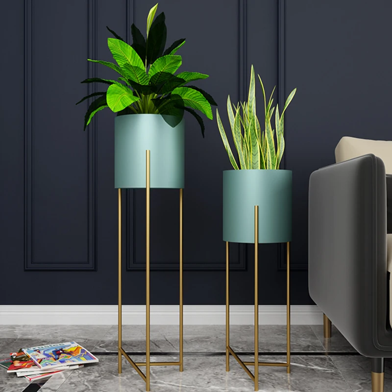 

Nordic Golden Wrought Iron Flower Stand Single Indoor Living Room Floor Modern Minimalist Flower Pot Green Dill Rack Balcony