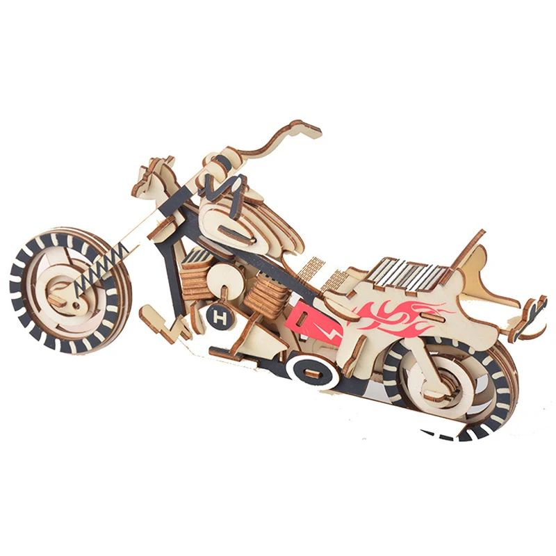 3D деревянная модель мотоцикла автомобиля головоломка строительная сделай сам
