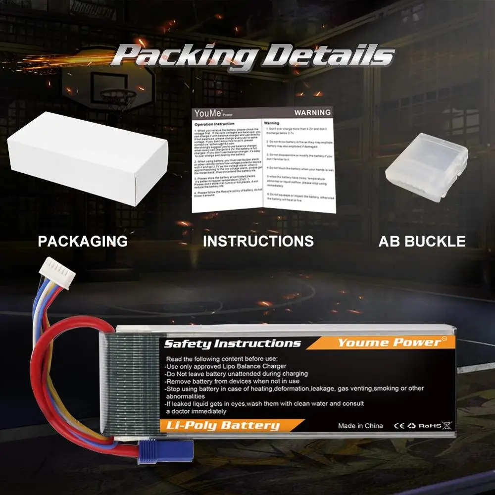 

2pcs 6s lipo 22.2v 6500mAh RC battery 60C EC5 Connector for RC DJI E-Flite Quadcopter Helicopter Align 7.2 700L Yak 54 T-REX