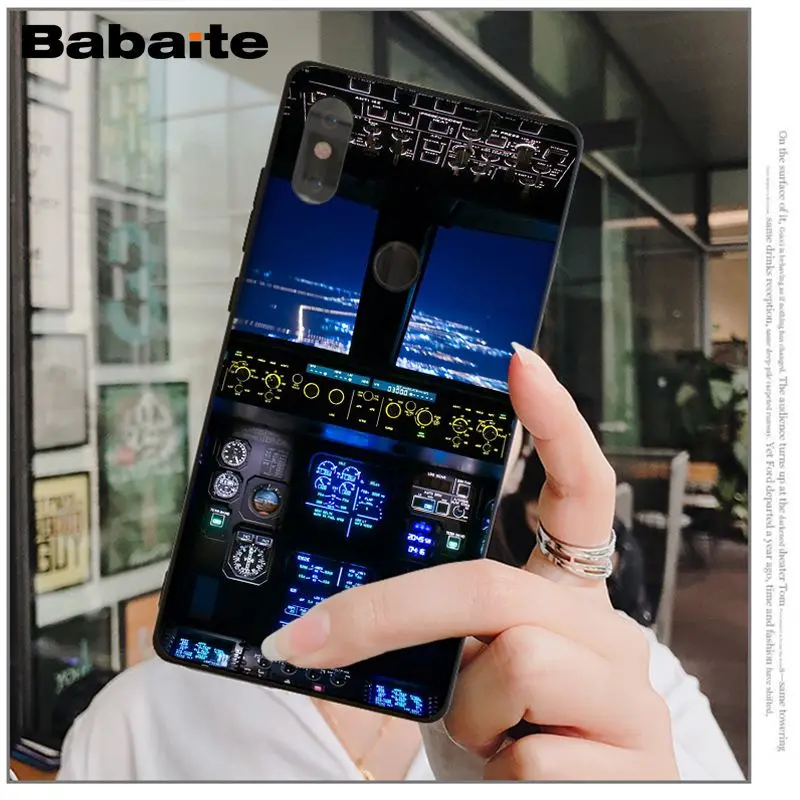 Babaite airplane cockpit Custom Photo Soft Phone Case for Xiaomi Mi 6 Note3 8 8SE Redmi 5 5Plus Note4 4X Note5 Cellphones