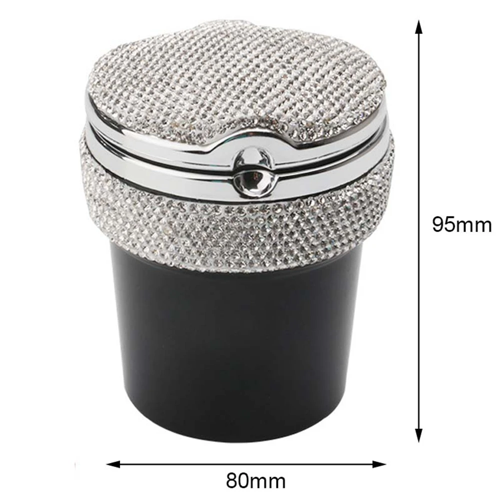 

Fake Diamond Car Ashtray with LED Light Smokeless Cylinder Cup Holder Auto Interior Ornaments Accessories