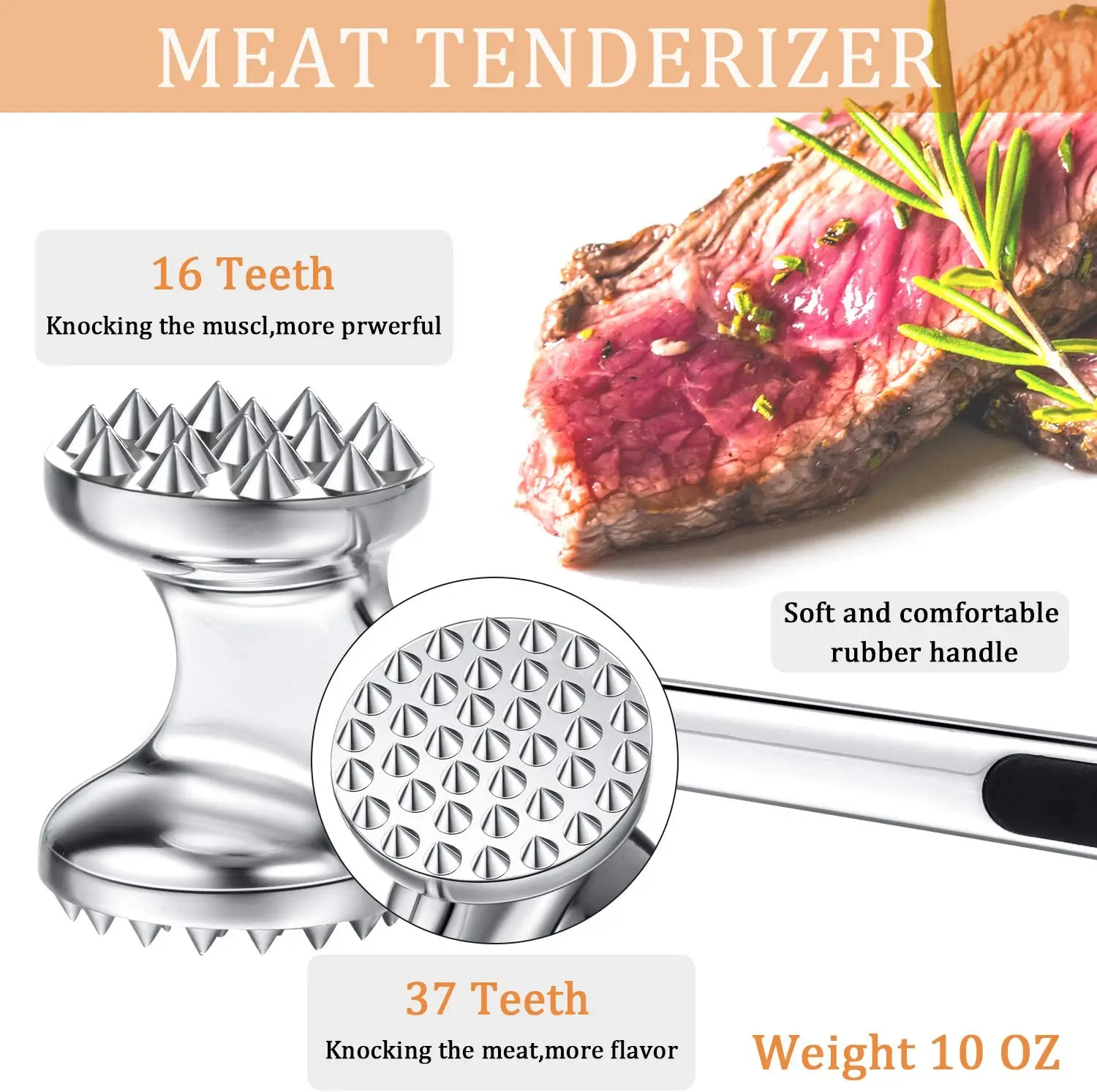 Набор для мяса Tenderizer двухсторонний молоток мясовой из нержавеющей стали игла и 2