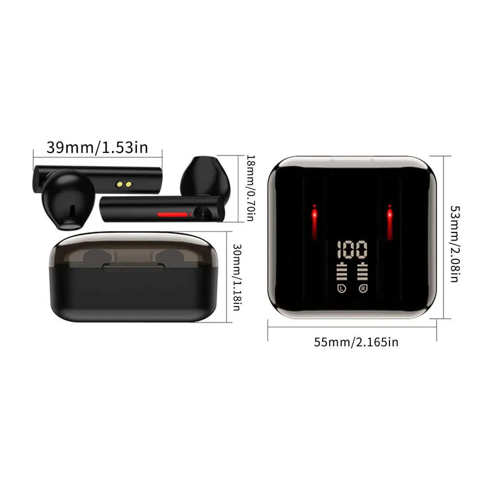 

T13 Earphone Bluetooth 5.0 True Wireless In-ear Headset Bass Earbuds Stereo Headphone With Mic Noise Cancel Music Earphone