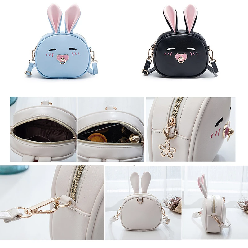 Fashion Pink PU Leather Rabbit Children's Backpack Grils Messenger Bag Kindergarten School Bag Cartoon Backpack For Kids