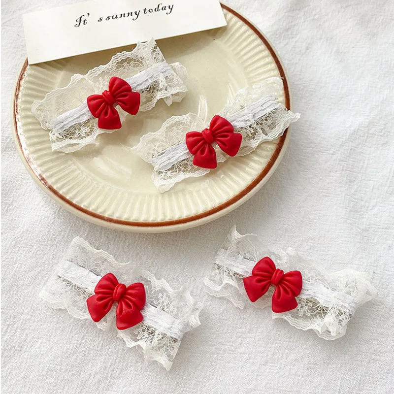 

Xwen 2021 New Ins Style Women Lace Red Bowknot Side Hair Clips Simple Sweet Barrettes Hairpin Headdress Girls Hair Accessories
