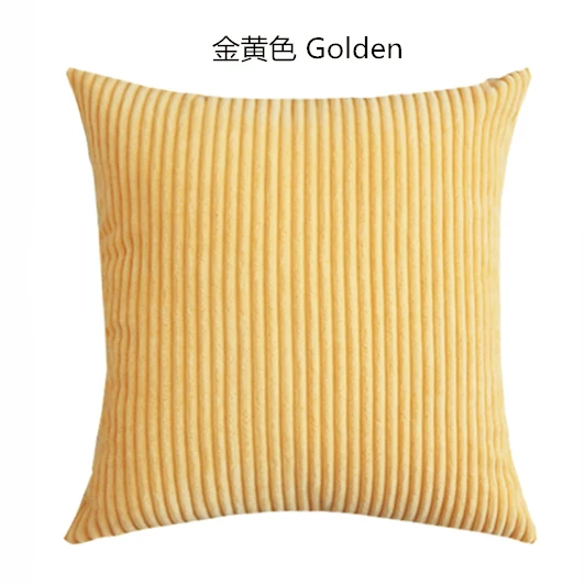 Stripe Golden yellow Полоса мягкого вельвета на плюшевой подкладке; одноцветные Цвет подушка покрытие домашний декор диван кровать диванные подушки, Наволочки на заказ 40*40/45/50/55/60/65 см - Цвет: Stripe Golden yellow