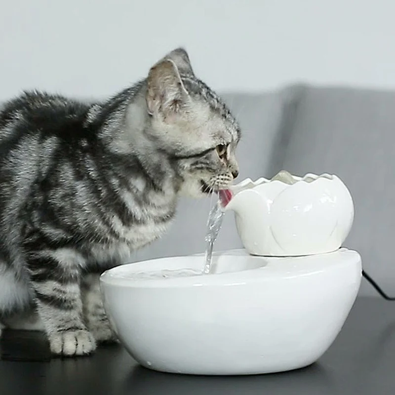 

Ceramics Cat Water Dispenser Smart Pet Drinking Feeder Automatic Circulating Water Fountain 3D Fountain Water Basin 1.5L