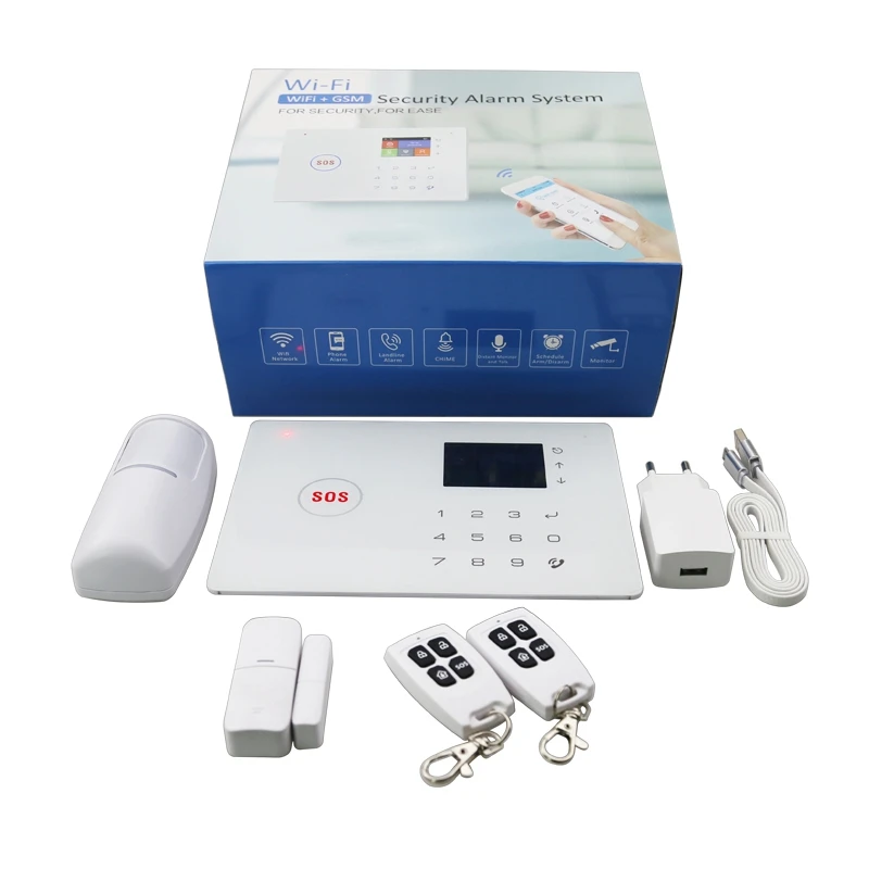 

Wireless SIM GSM Home Burglar Security LCD Press Keyboard WIFI GSM Alarm System Sensor Kit