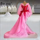 Женское праздвечерние чное платье, розовое Многоярусное платье с V-образным вырезом, вечерние платья с корсетом
