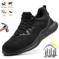 new men breathable mesh safety shoes steel toe anti smashing indestructible construction industrial anti puncture work shoes