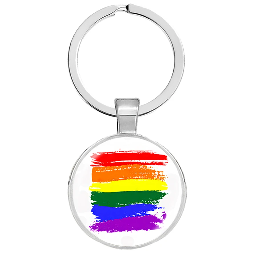 LGBT Bi Pride брелки для ключей геев Брелоки из лицевого стекла кабошон ключ Hoder