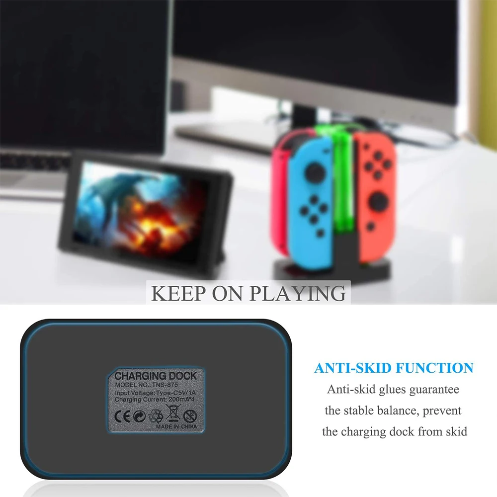 Nintend Switch 4 Controller Charger LED Indicator Charging Dock Station for Nitendo Nintendoswitch NS OLED Accessories | Электроника