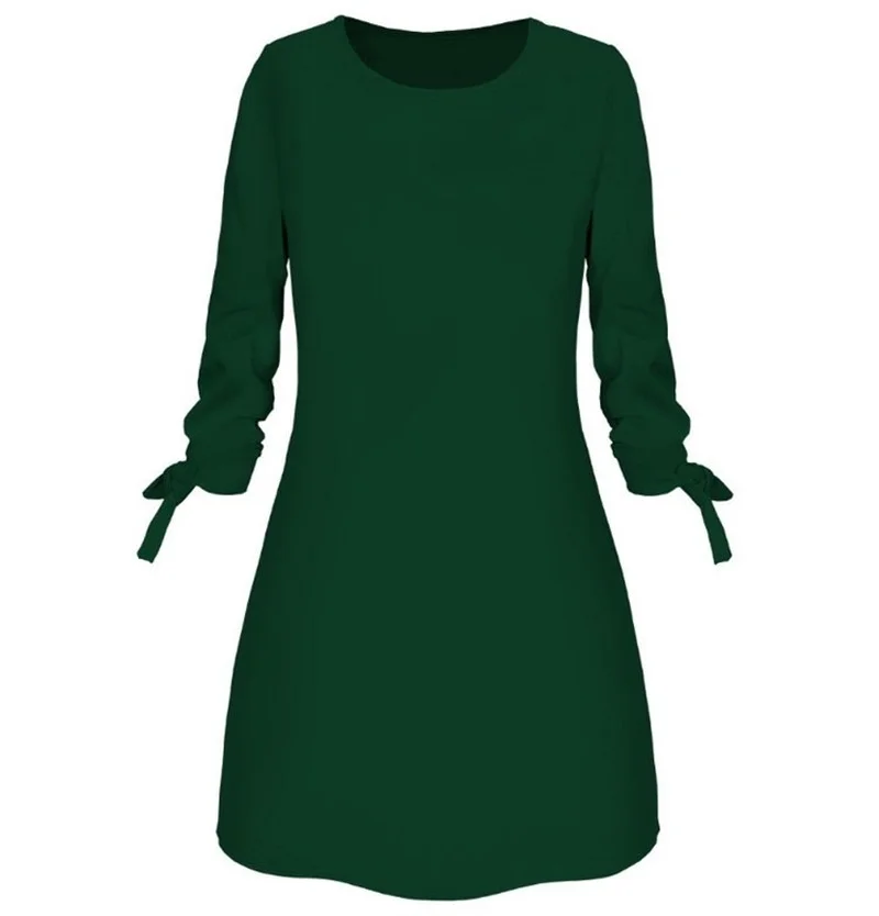 

Solid Color Dress Casual O-neck Dress for Women Spring Summer 2021
