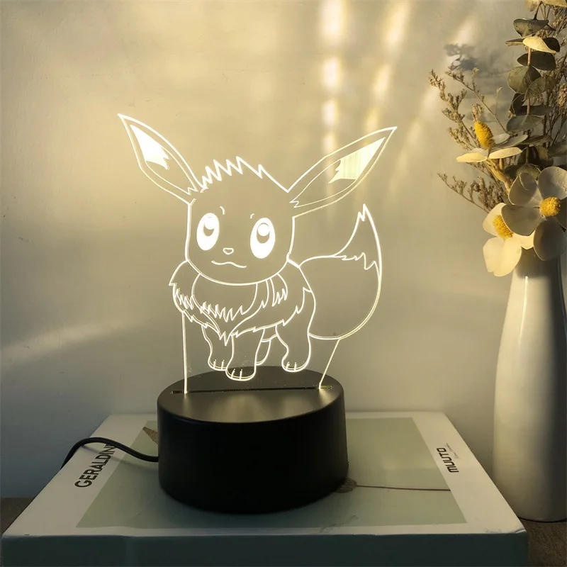 

Pokemon Anime Figure 3D Colorful Touch Light Led Cold Warm Light Eevee Mewtwo 7 Color Night Light Pikachu Figure Lamp Gift