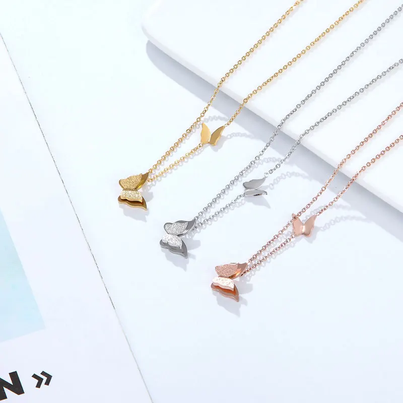 Изысканное ожерелье из нержавеющей стали с подвеской бабочкой на годовщину и