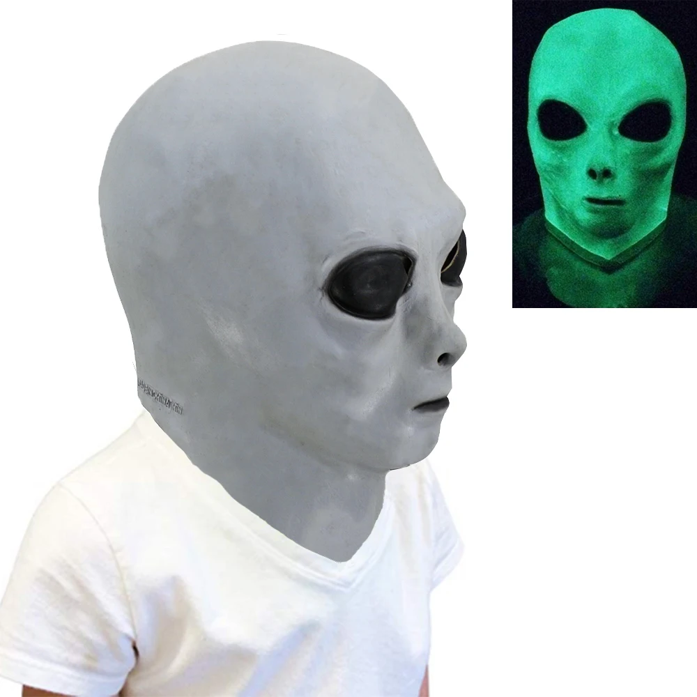 Чужой маскарадные латексные маски светится в темноте UFO Alien космического